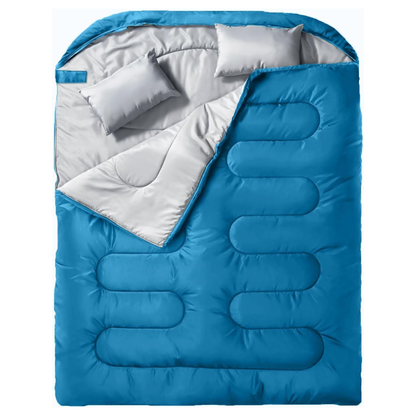 Adult Double Sleeping Bag with Two Pillows and Compression Bag