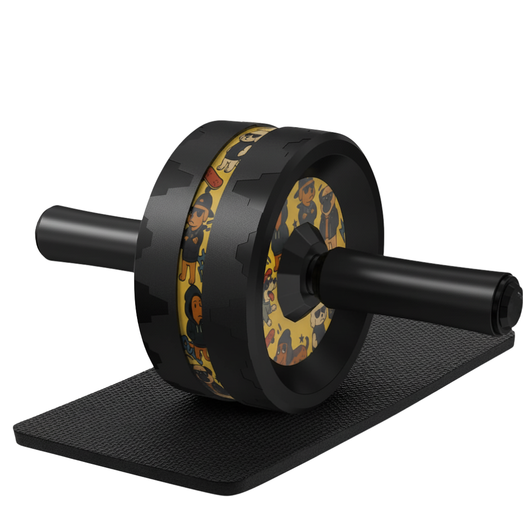 Ab Roller with Dual Wheels, Steel Core, and Included Knee Pad