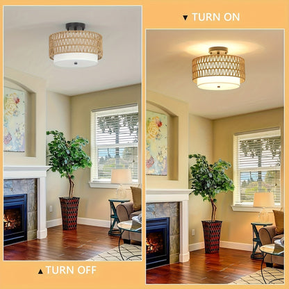Coastal Charm Ceiling Light | Linen Shade Semi-Flush Mount