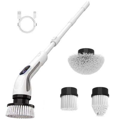 Extendable Handle Electric Scrubber with 4 Brush Heads