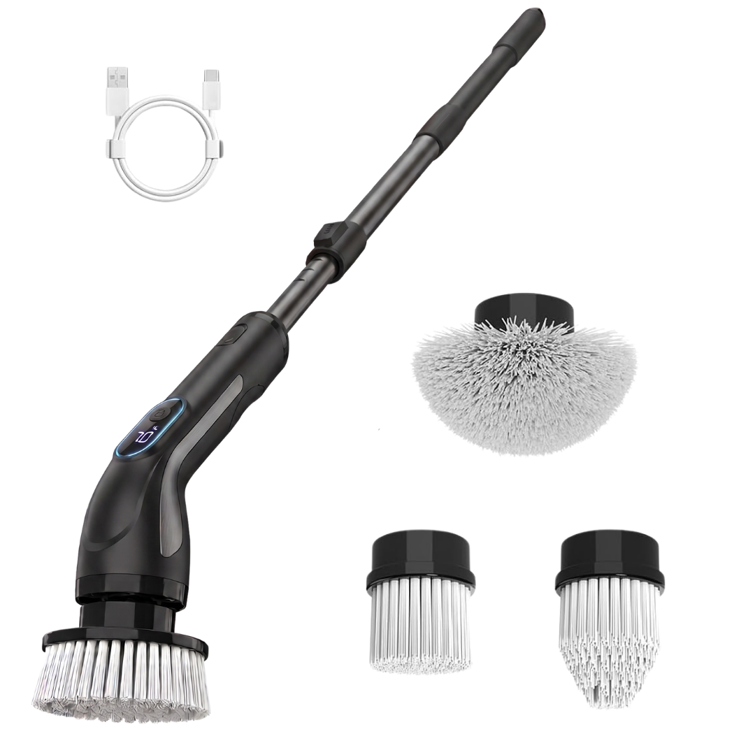 Extendable Handle Electric Scrubber with 4 Brush Heads
