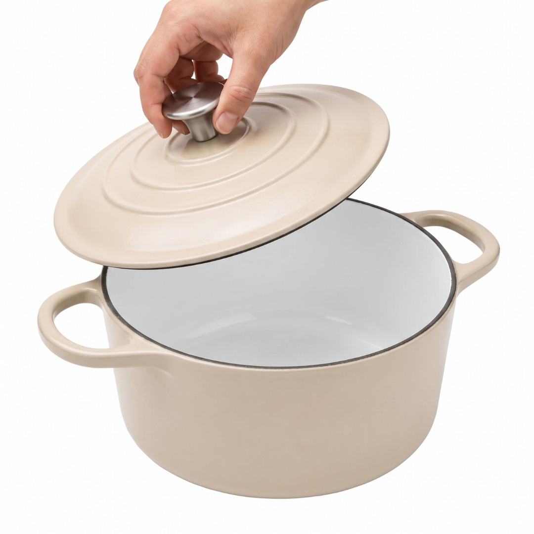 7-Quart Round Cooking Pot with Lid - Enameled Cast Iron Dutch Oven