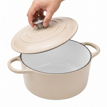 7-Quart Round Cooking Pot with Lid - Enameled Cast Iron Dutch Oven