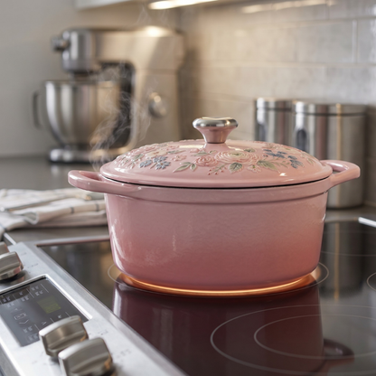 Cast Iron Dutch Oven with Enamel Finish for Baking and Roasting