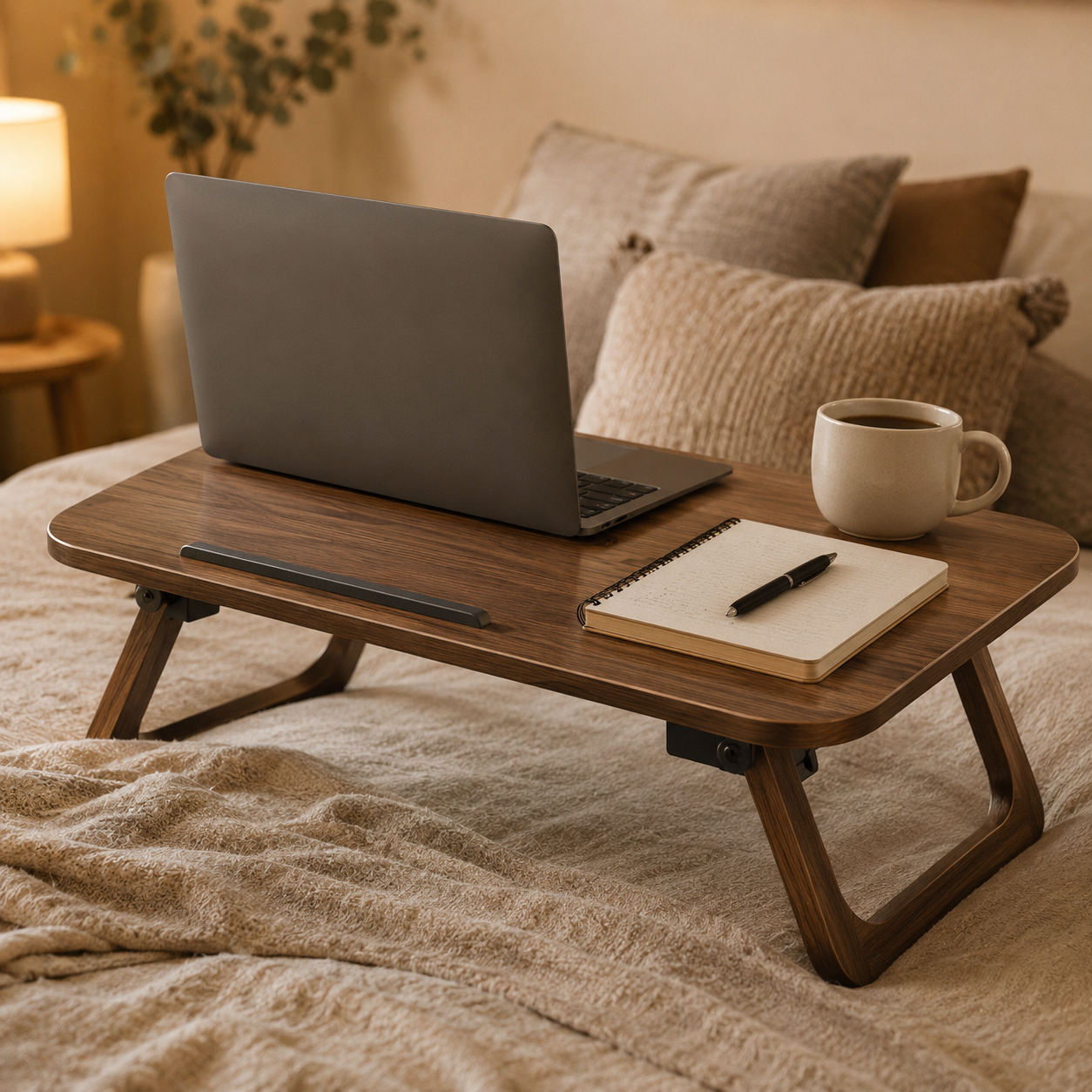 Adjustable Flip-Top Surface Lap Desk for Use Over Bed