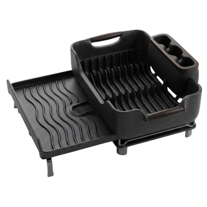 Over Sink Dish Drying Rack with Expandable Design, Drain Tray & Utensil Holder