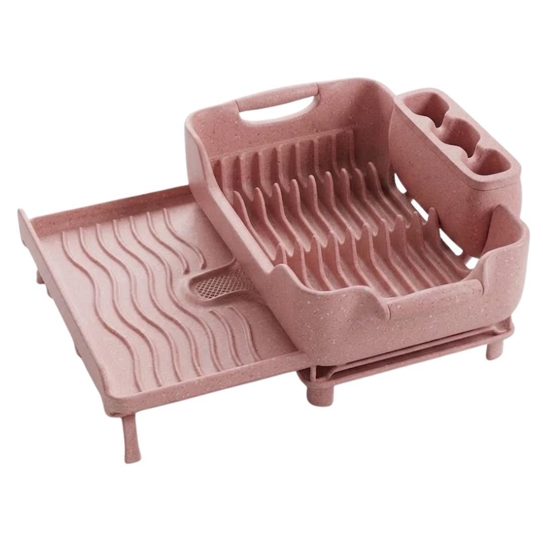 Over Sink Dish Drying Rack with Expandable Design, Drain Tray & Utensil Holder
