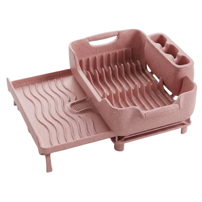Over Sink Dish Drying Rack with Expandable Design, Drain Tray & Utensil Holder