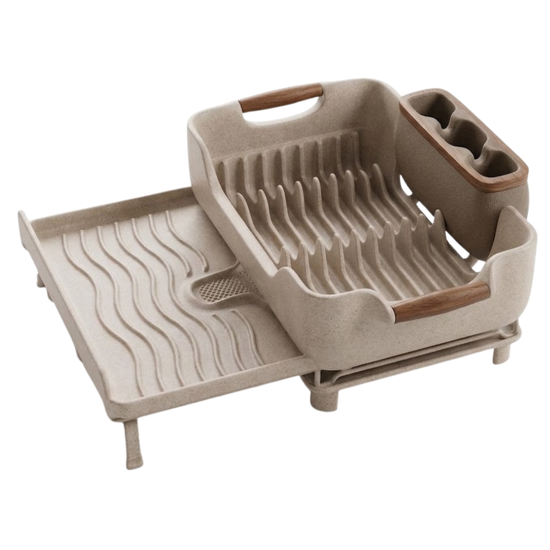 Over Sink Dish Drying Rack with Expandable Design, Drain Tray & Utensil Holder