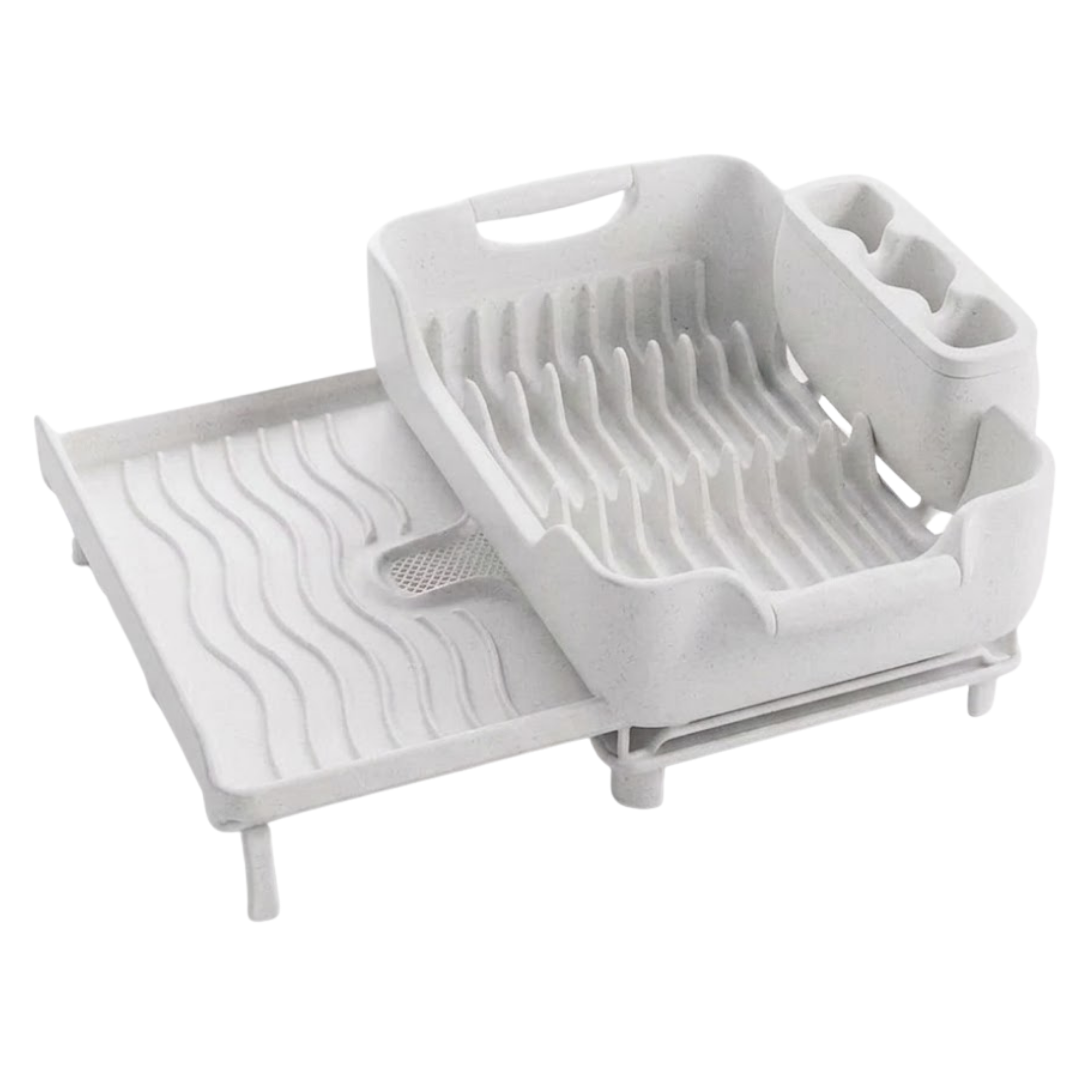 Over Sink Dish Drying Rack with Expandable Design, Drain Tray & Utensil Holder
