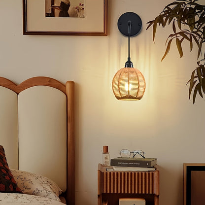 Artisan Rattan Wall Lamp – Chic Sconce for Any Room