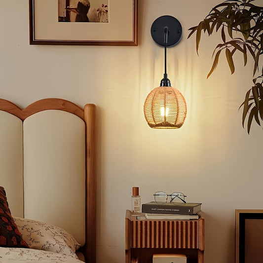 Artisan Rattan Wall Lamp – Chic Sconce for Any Room