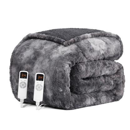 Electric Heated Blanket with Faux Fur Sherpa, 9 Heat Settings, Auto Shutoff
