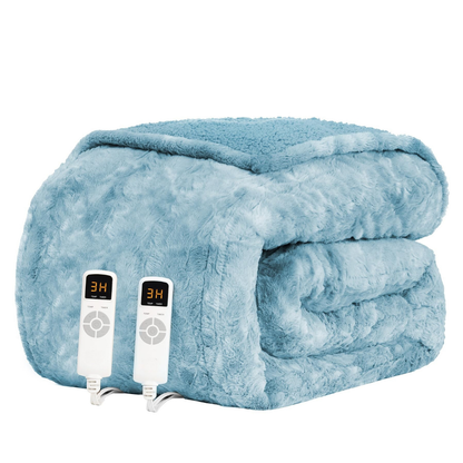 Electric Heated Blanket with Faux Fur Sherpa, 9 Heat Settings, Auto Shutoff