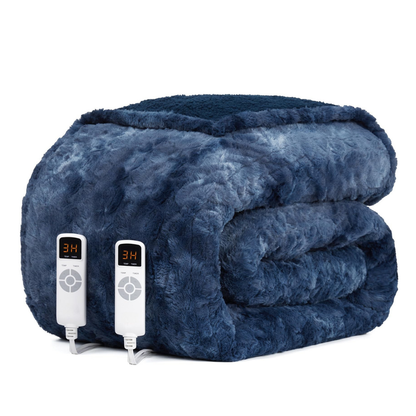 Electric Heated Blanket with Faux Fur Sherpa, 9 Heat Settings, Auto Shutoff