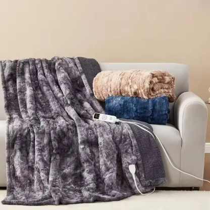 Electric Heated Blanket with Faux Fur Sherpa, 9 Heat Settings, Auto Shutoff