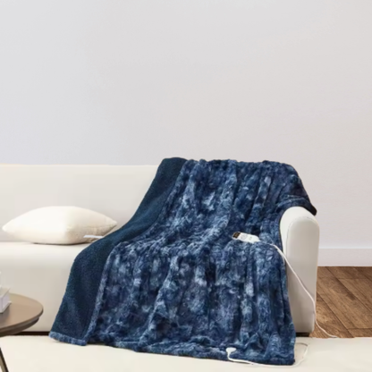 Electric Heated Blanket with Faux Fur Sherpa, 9 Heat Settings, Auto Shutoff