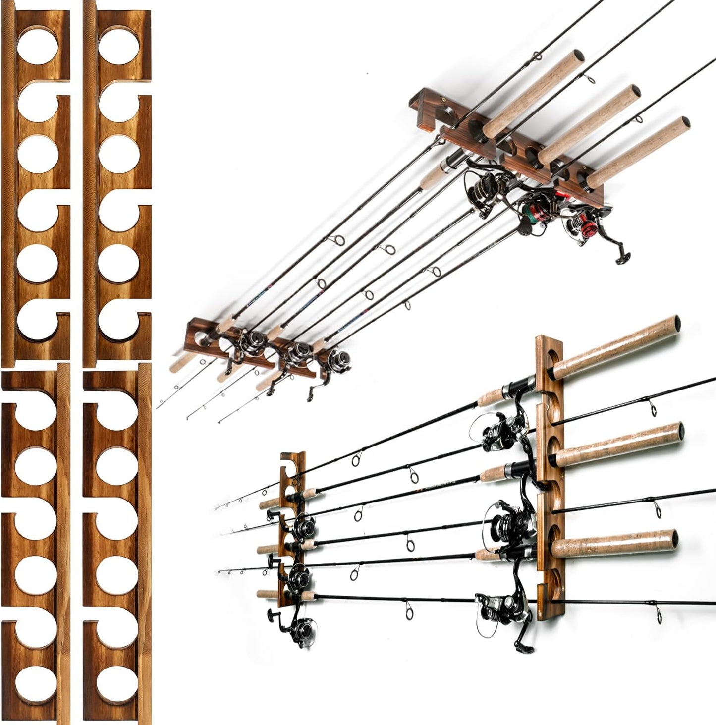 Wall or Ceiling Holder for Fishing Rods - Garage Storage Rack