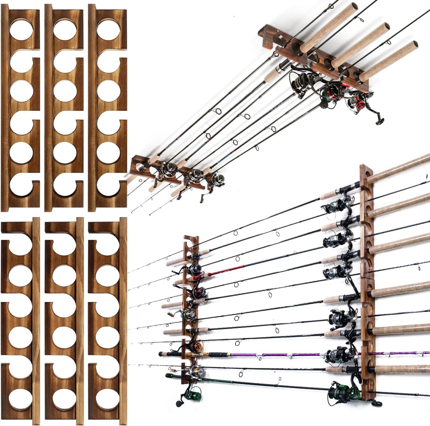 Wall or Ceiling Holder for Fishing Rods - Garage Storage Rack