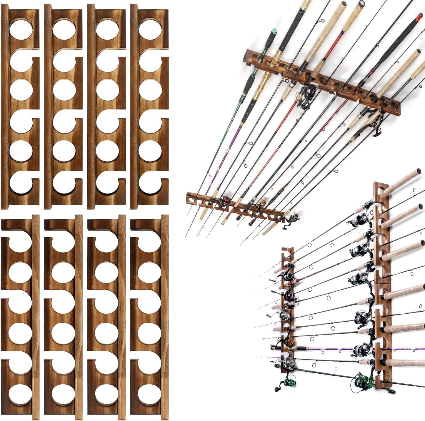 Wall or Ceiling Holder for Fishing Rods - Garage Storage Rack