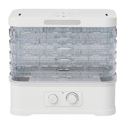 Temperature-Controlled 250W Food Dehydrator with Five Trays and Timer