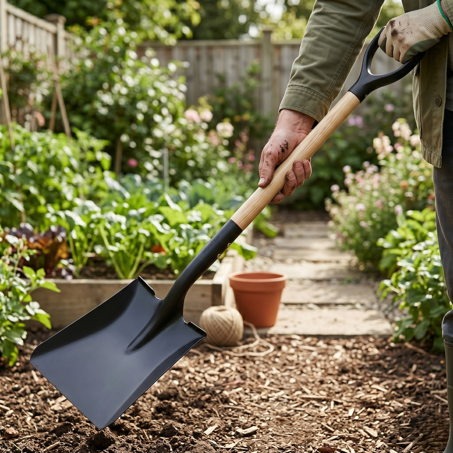 Garden Shovel with Steel Blade and Ergonomic D-Grip Handle