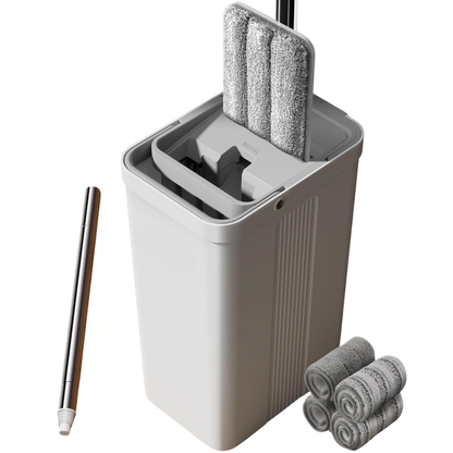 Microfiber Pad Mop Set with Bucket, Long Handle and Wringer
