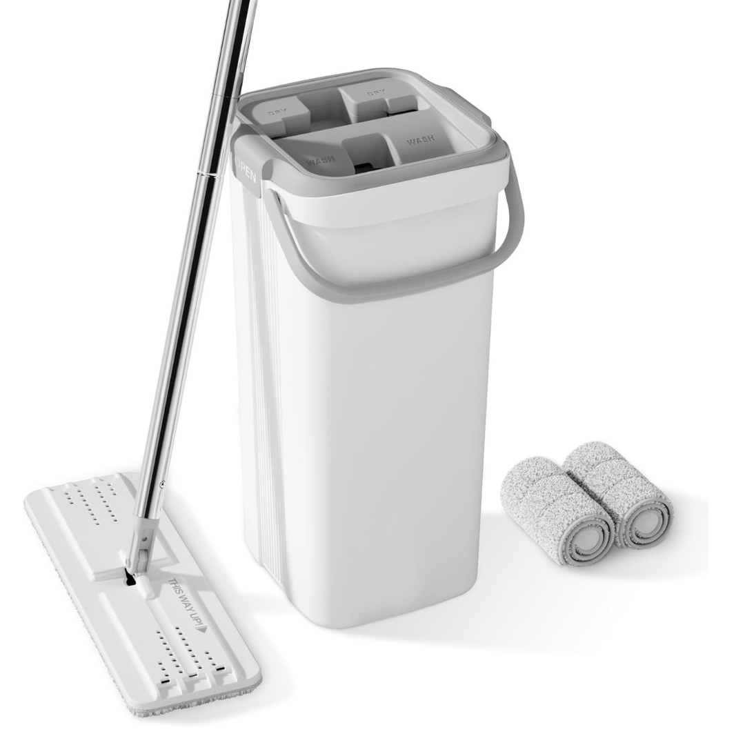 Microfiber Pad Flat Mop and Bucket Combo for Wood Flooring