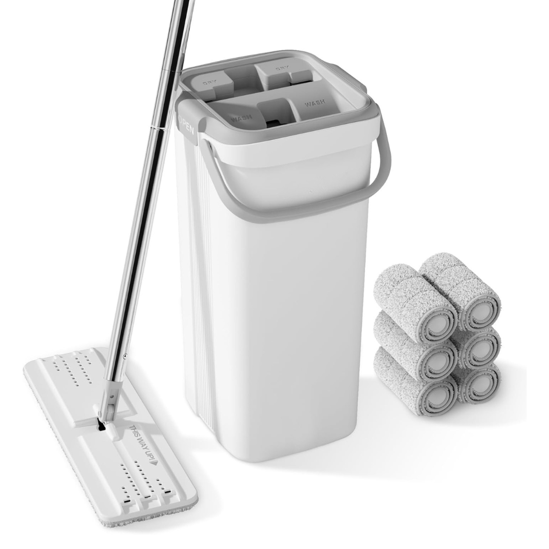 Microfiber Pad Flat Mop and Bucket Combo for Wood Flooring