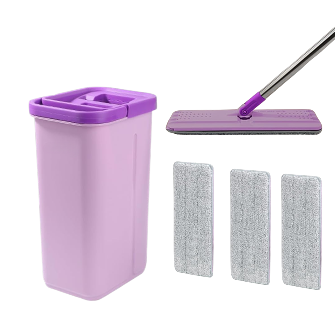 360° Rotating Flat Mop and Bucket Combo with Adjustable Steel Handle