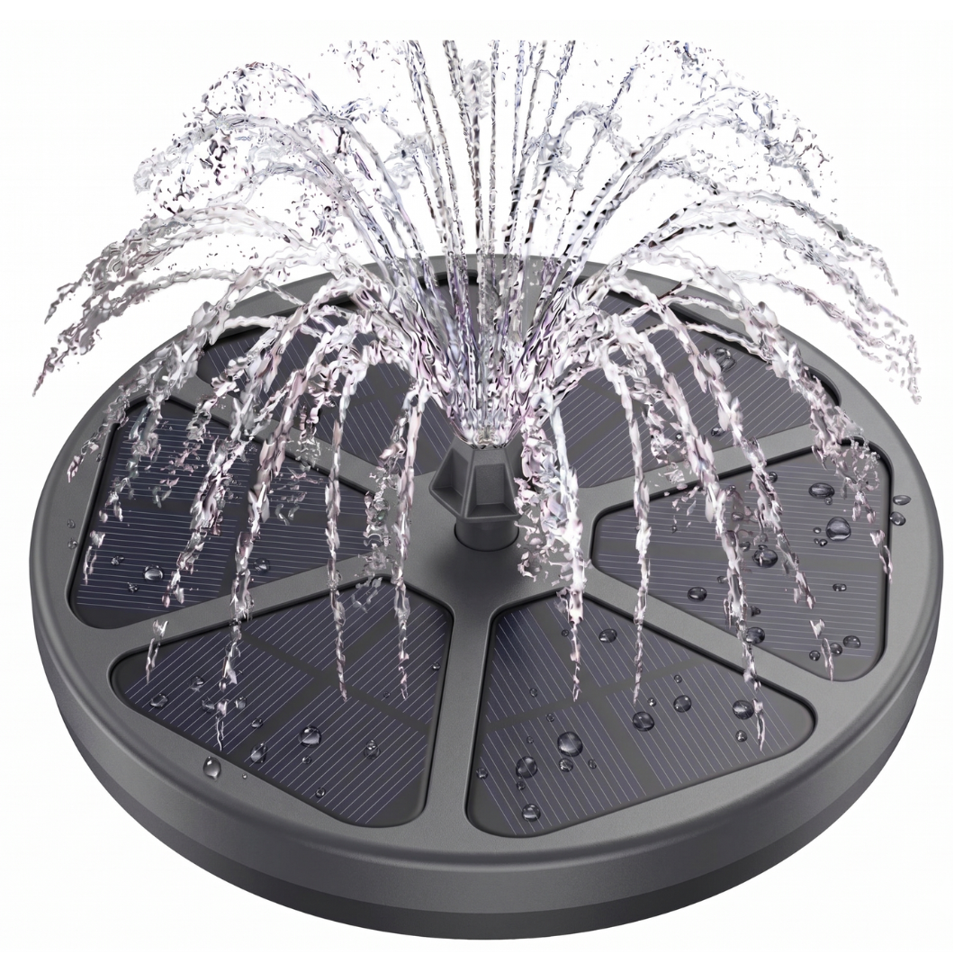 Solar-Powered Floating Fountain for Bird Bath with 8 Water Spray Designs