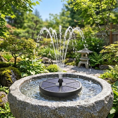 Solar-Powered Floating Fountain for Bird Bath with 8 Water Spray Designs