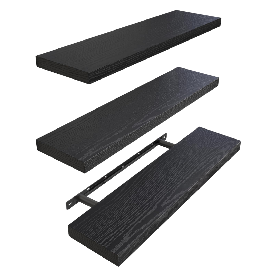 Set of 3 Wooden Floating Shelves for Home Storage Solutions