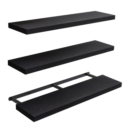 Set of 3 Wooden Floating Shelves for Home Storage Solutions
