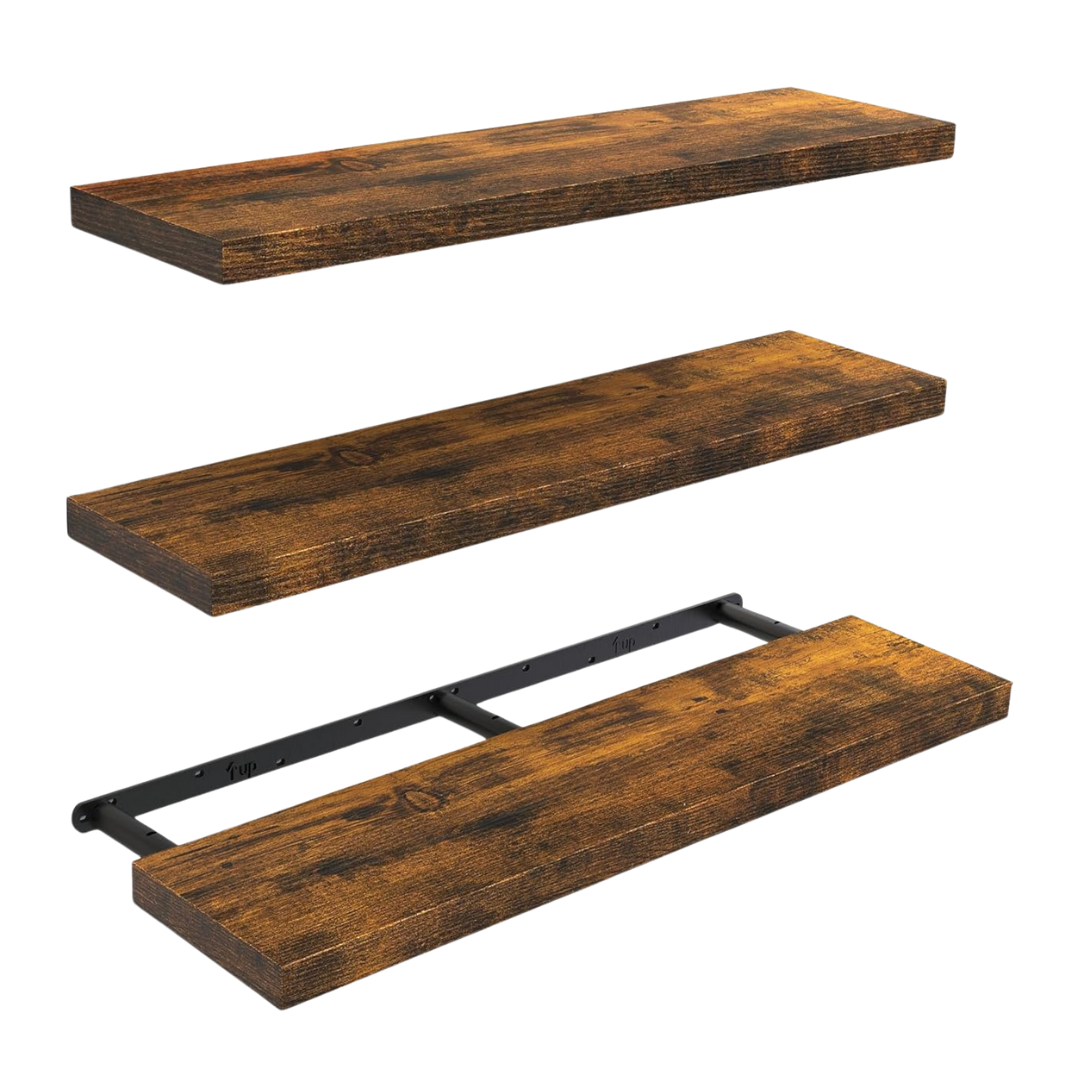Set of 3 Wooden Floating Shelves for Home Storage Solutions