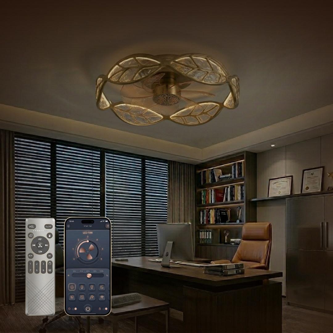 Ceiling Fan with 7 Blades and Built-in LED Light – Flush Mount Design