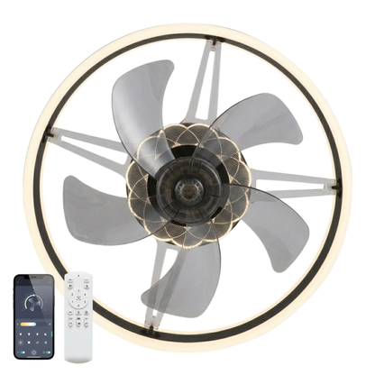 Modern Ceiling Fan with LED Lighting and Remote Control – Flush Mount