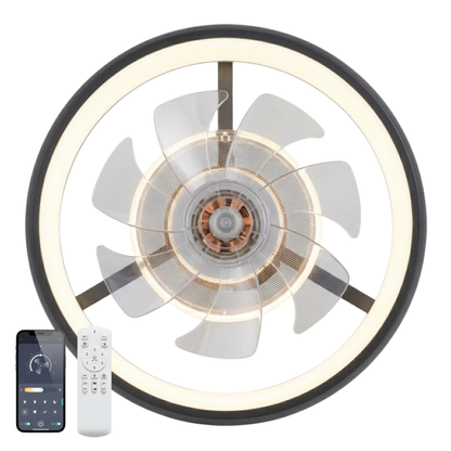 Modern Ceiling Fan with LED Lighting and Remote Control – Flush Mount