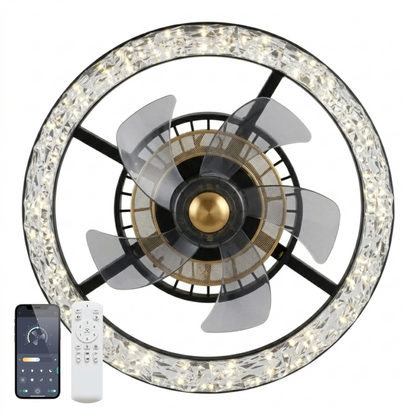 Modern Ceiling Fan with LED Lighting and Remote Control – Flush Mount