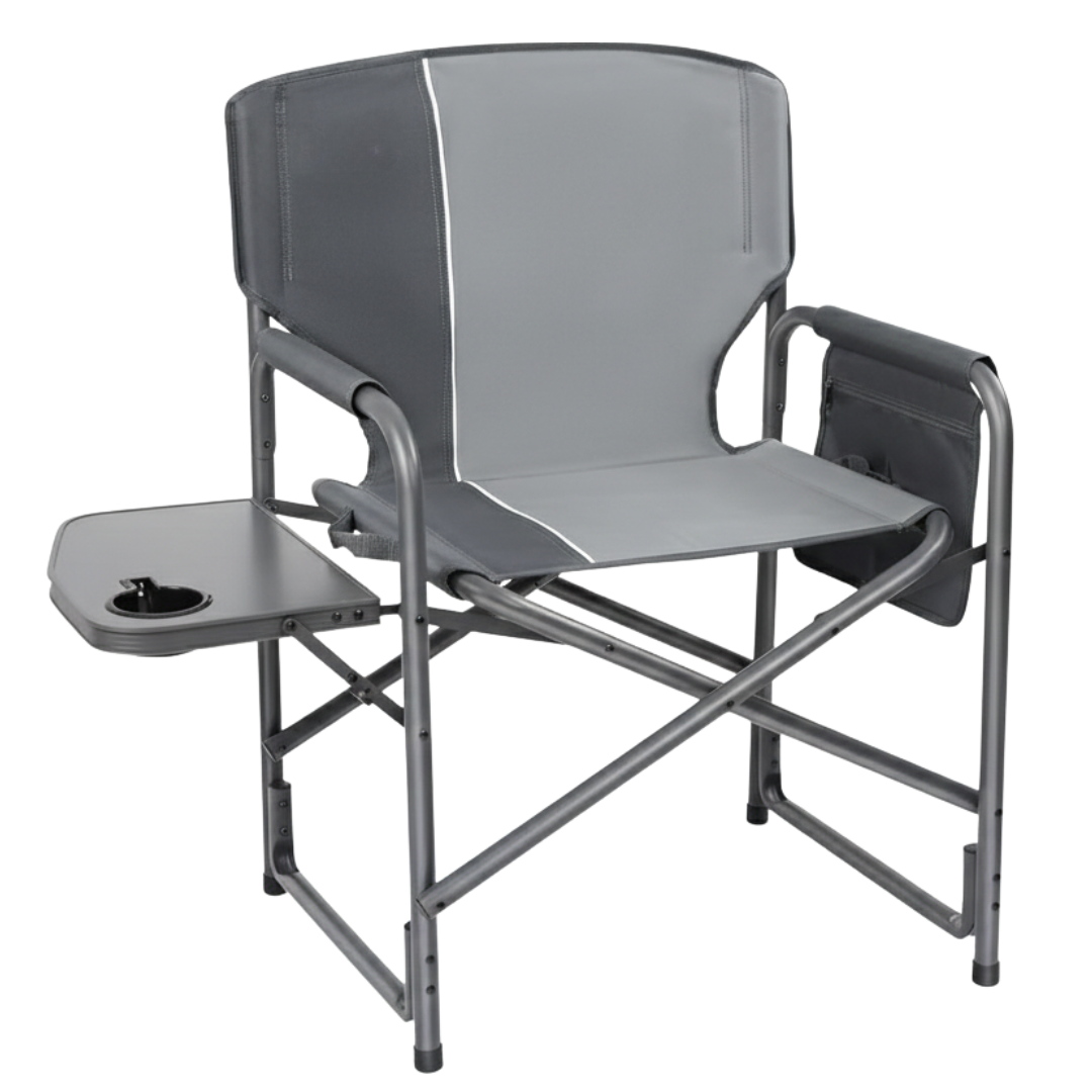 Portable Aluminum Camping Chair with Side Table, Supports 400 lbs