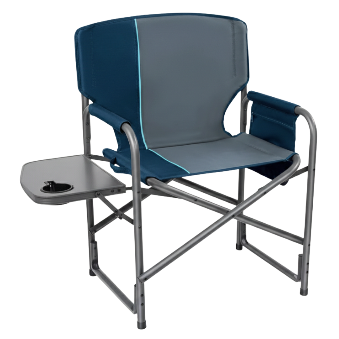 Portable Aluminum Camping Chair with Side Table, Supports 400 lbs