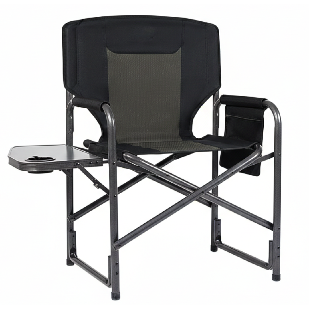Portable Aluminum Camping Chair with Side Table, Supports 400 lbs