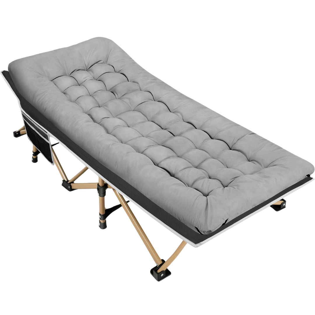 Camping Cot with 600 lbs Capacity and 28-Inch Wide Mattress, Foldable