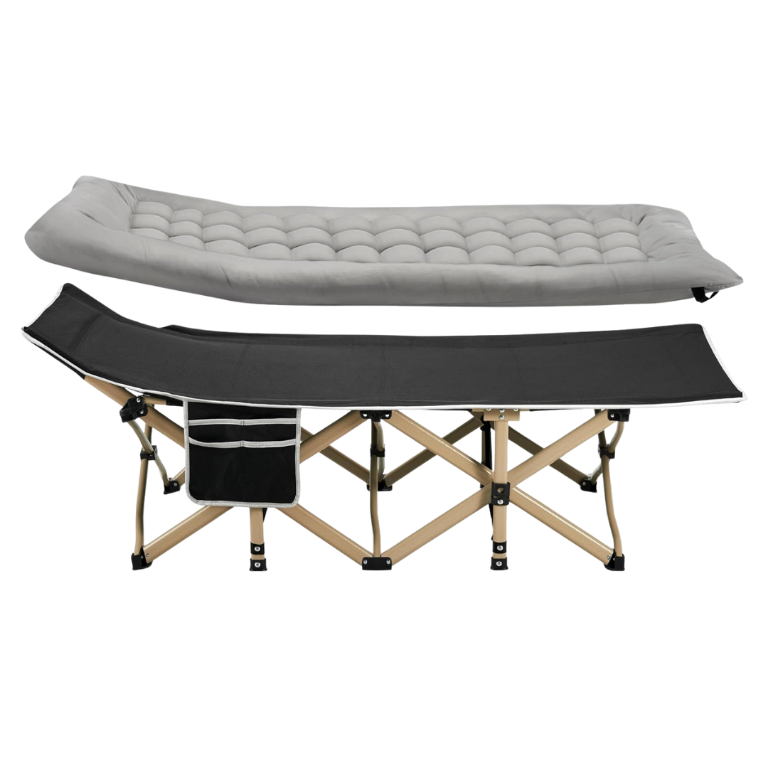 Camping Cot with 600 lbs Capacity and 28-Inch Wide Mattress, Foldable
