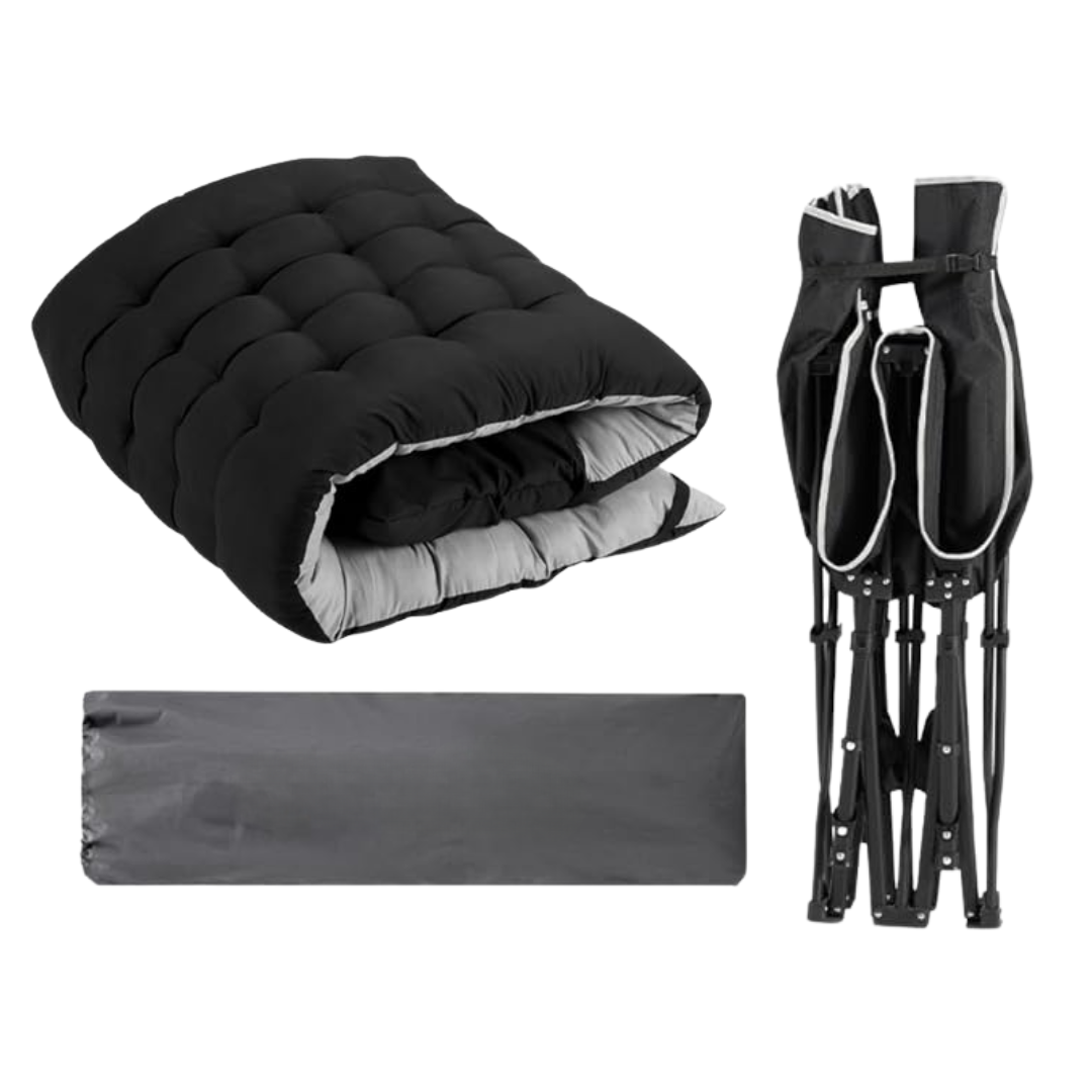 Camping Cot with 600 lbs Capacity and 28-Inch Wide Mattress, Foldable