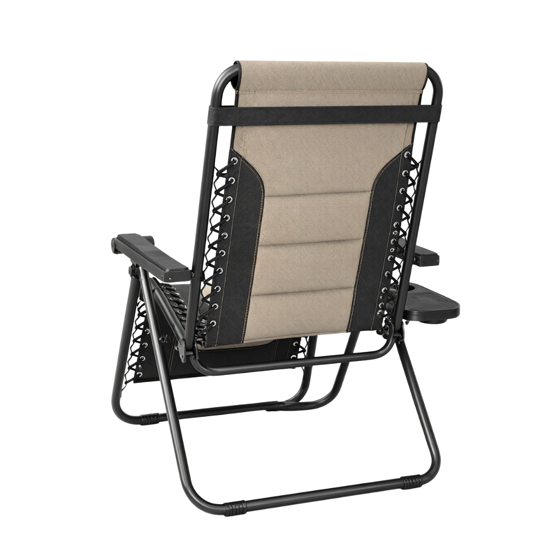 Reclining Patio Chair with Cup Holder – Foldable, Supports 400 lbs