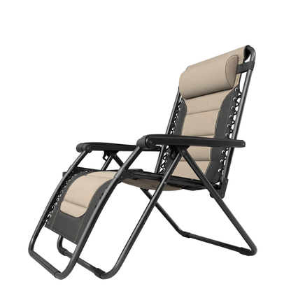 Reclining Patio Chair with Cup Holder – Foldable, Supports 400 lbs