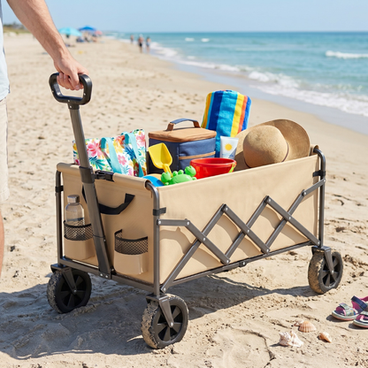 Adjustable Handle Steel Frame Cart – Collapsible Utility Wagon