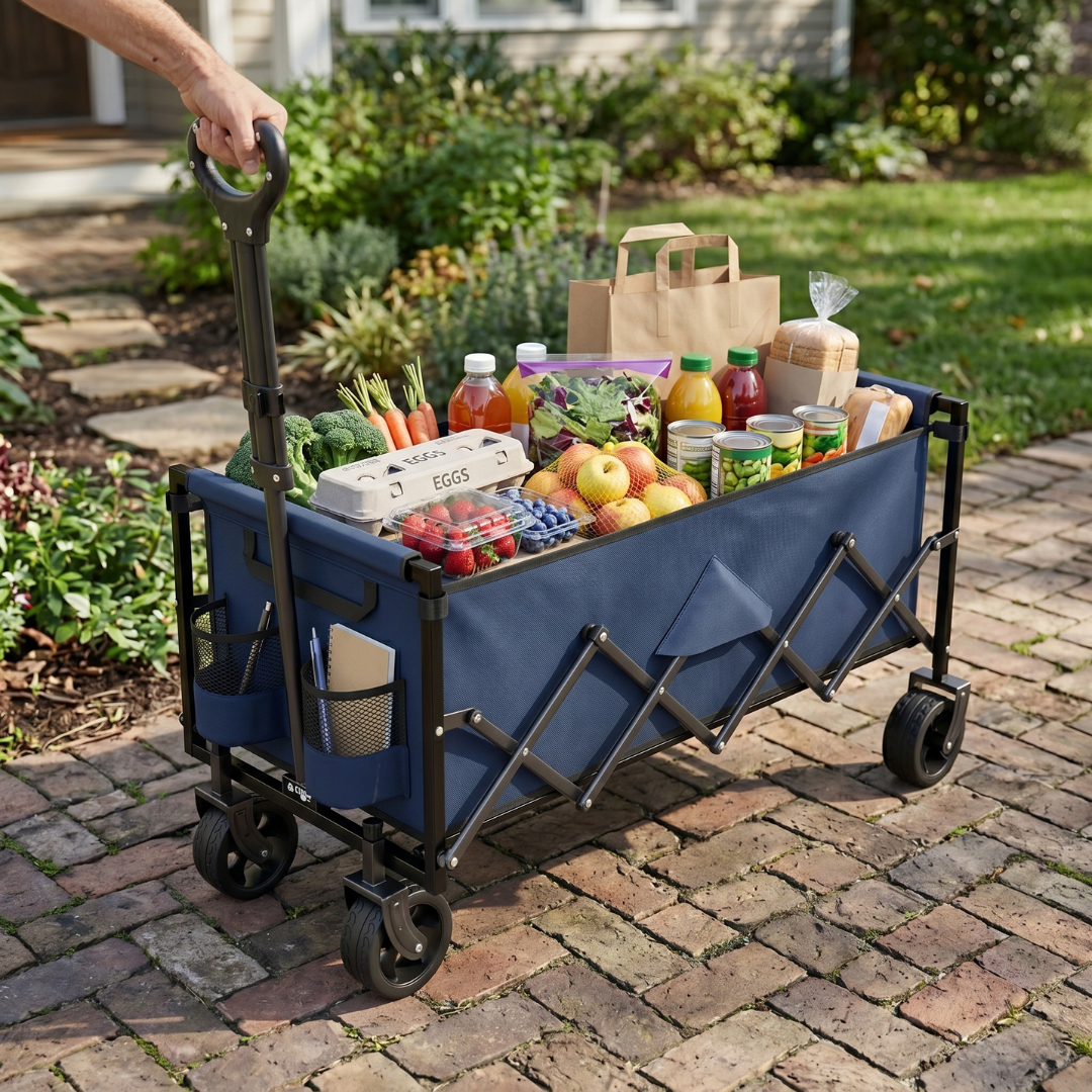 Heavy-Duty Folding Cart with Steel Structure - 480 lb Load Capacity