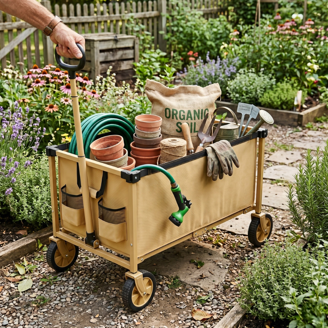 Telescopic Handle Utility Cart with Swivel Wheels – Foldable Design